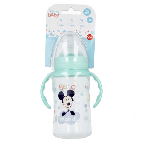 Stor - Baby Bottle 360ml Wide Neck with Handles | Silicone Teat 3 Positions | COOL LIKE MICKEY