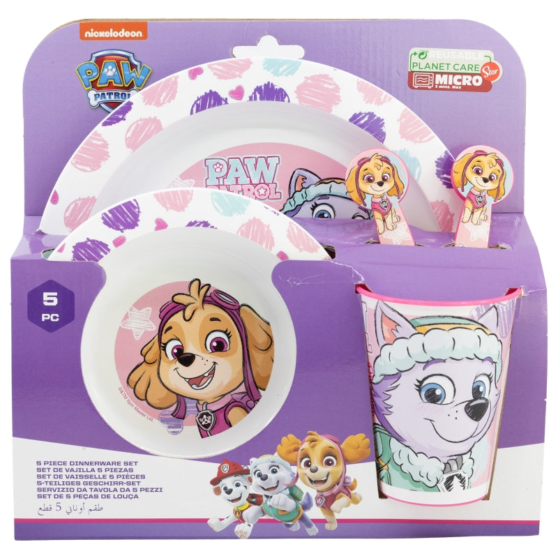 Stor - Micro Dinnerware 5pc Set with Cutlery | PAW PATROL GIRL SKETCH ESSENCE