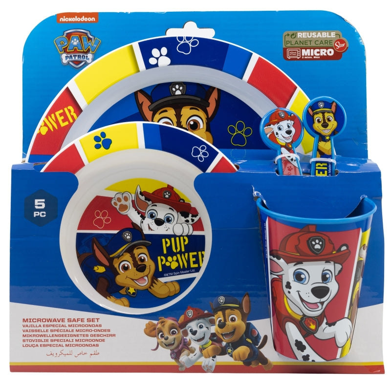 Stor - Micro Dinnerware 5pc Set with Cutlery | PAW PATROL PUP POWER