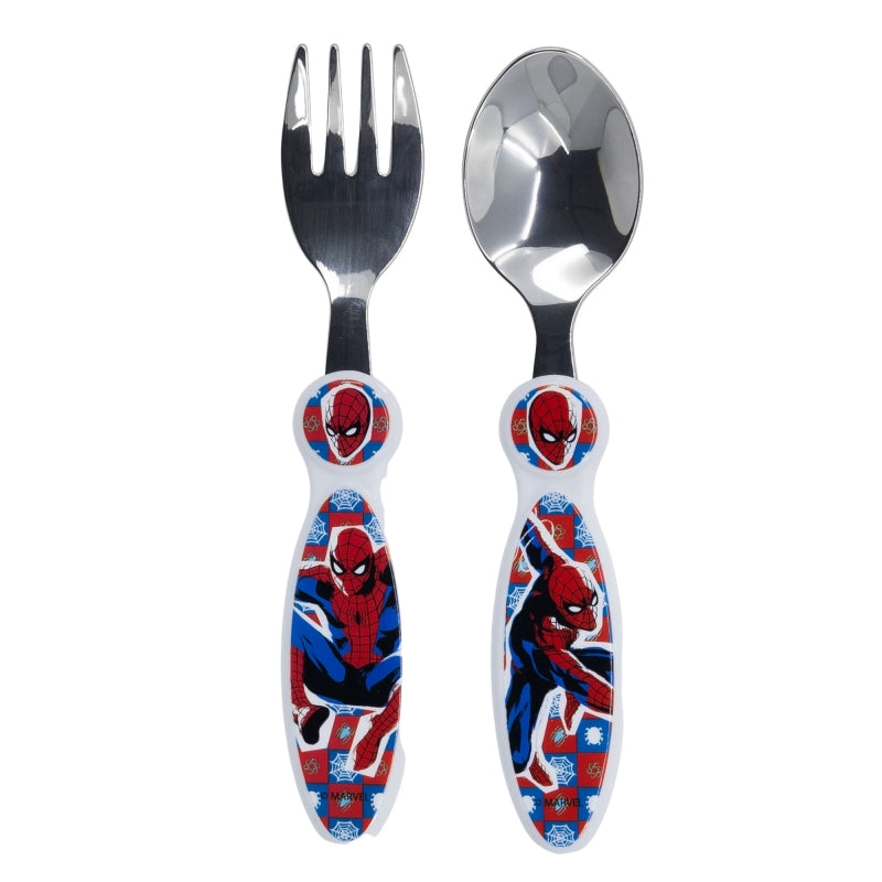 Stor - Elliptical Metallic Cutlery Set | SPIDERMAN ARACHNID GRID