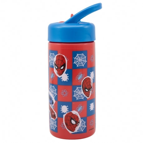 Stor - Playground Sipper Bottle - 410ml | SPIDERMAN ARACHNID GRID