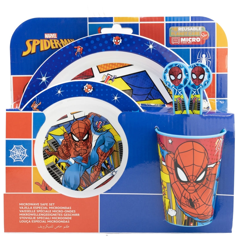 Stor - Micro Dinnerware 5pc Set with Cutlery | SPIDERMAN MIDNIGHT FLYER