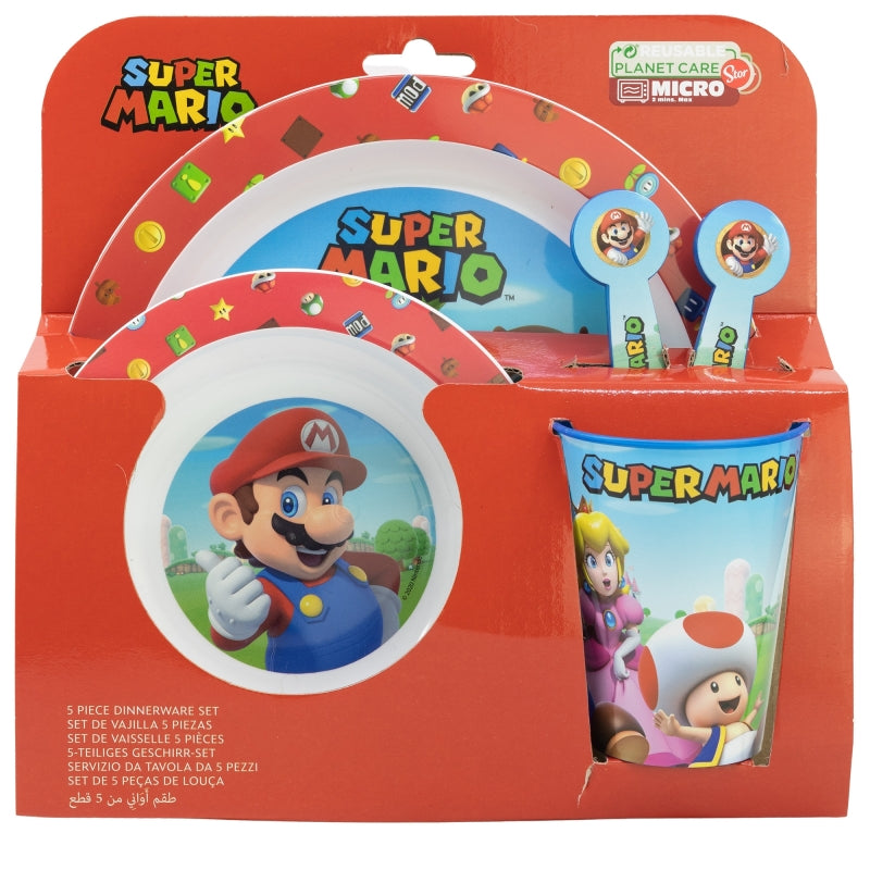 Stor - Micro Dinnerware 5pc Set with Cutlery | SUPER MARIO