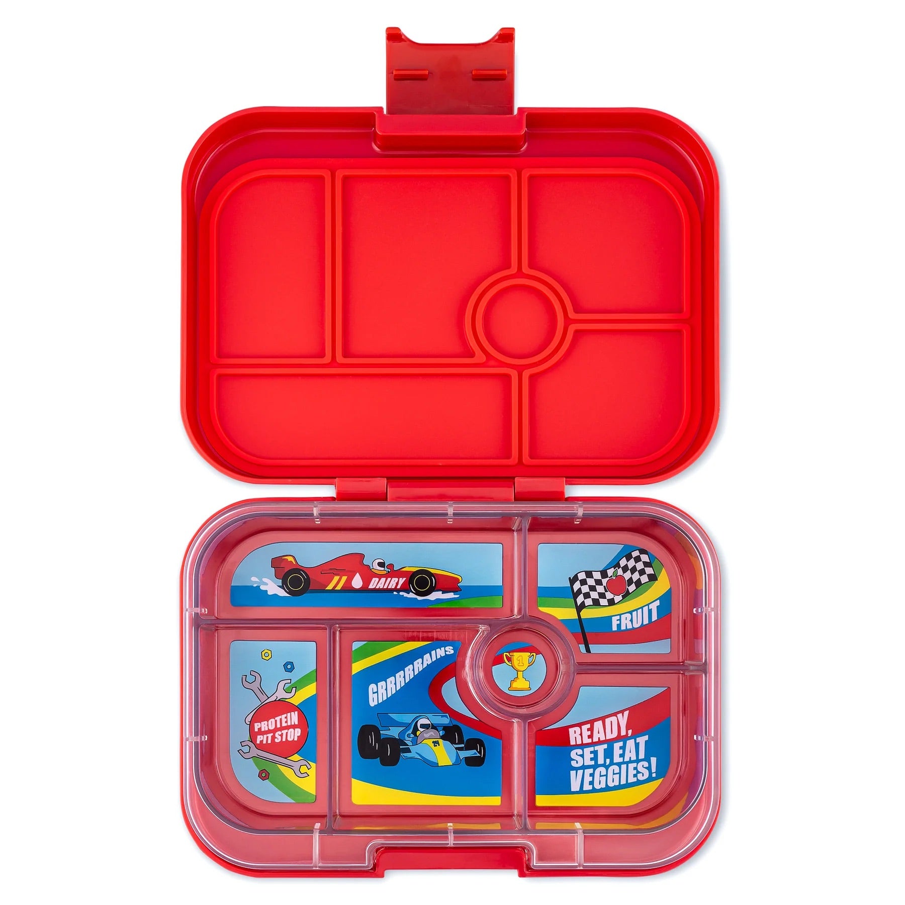 Yumbox - Bento Box | 6 Compartments | Race Cars | Roar Red