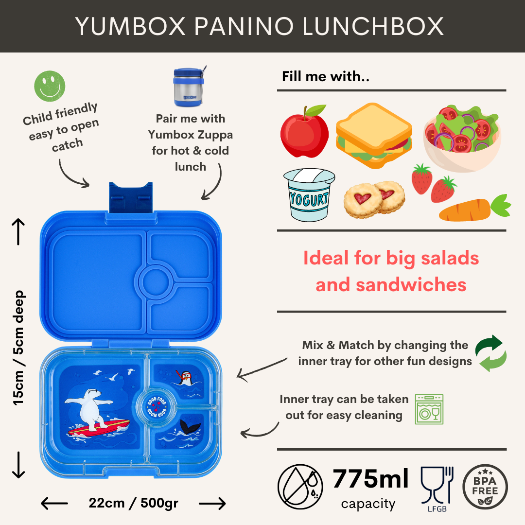 Yumbox Surf Blue Race Cars 6 Compartment Bento Box