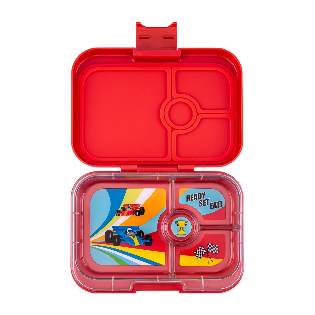 Yumbox - Bento Box | 4 Compartments | Race Cars | Roar Red