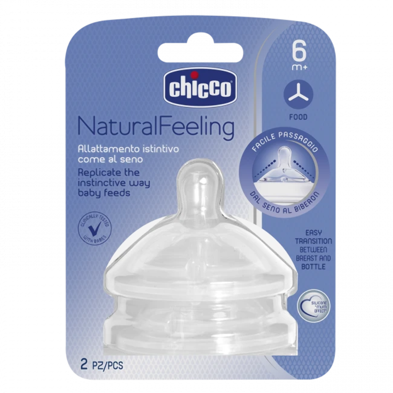 Chicco - NATURAL FEELING Teat 6m+ Food Flow 2 pcs