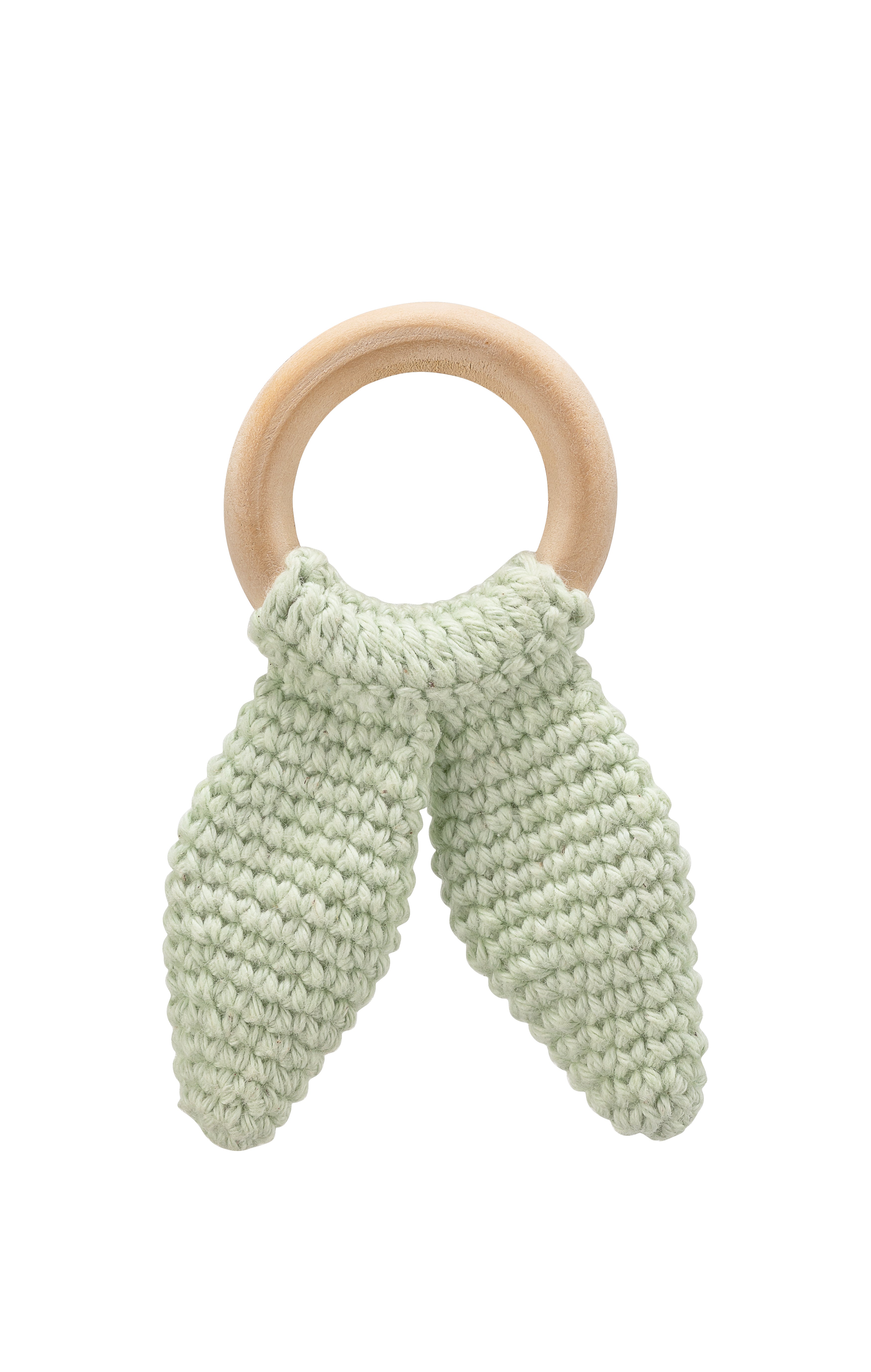 BabyJem - Knitted Cotton & Wooden Ring Teether