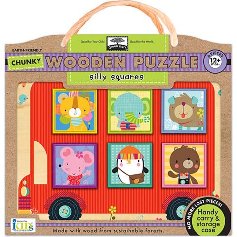 iKids - Silly Squares Wooden 6 Piece Puzzle