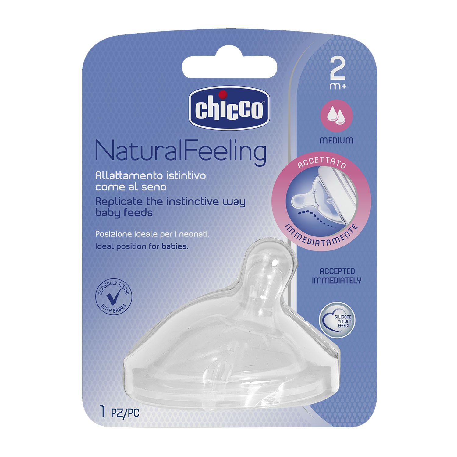 Chicco - NATURAL FEELING teat 2m+ Medium Flow 1 pc