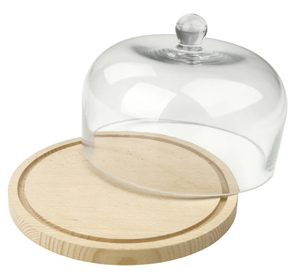 Fackelmann - Cheese Cover, Nature Beech, Glass Cover, Ø200X140 mm, 2 Parts