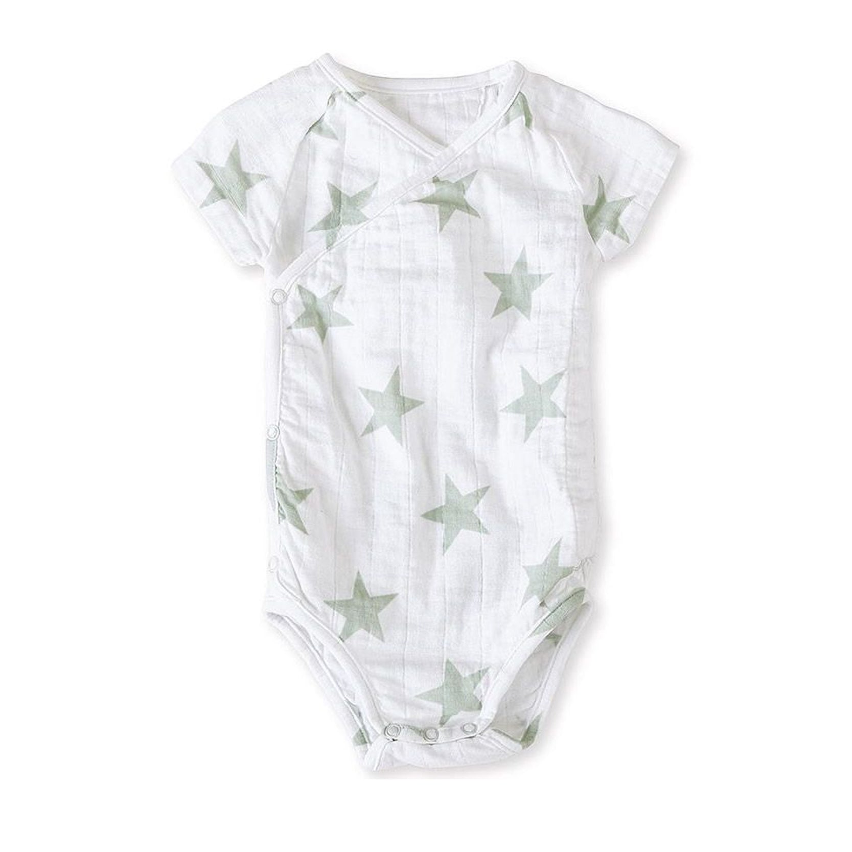 Aden + Anais - Short Sleeve Kimono Body Suit Silver Stars