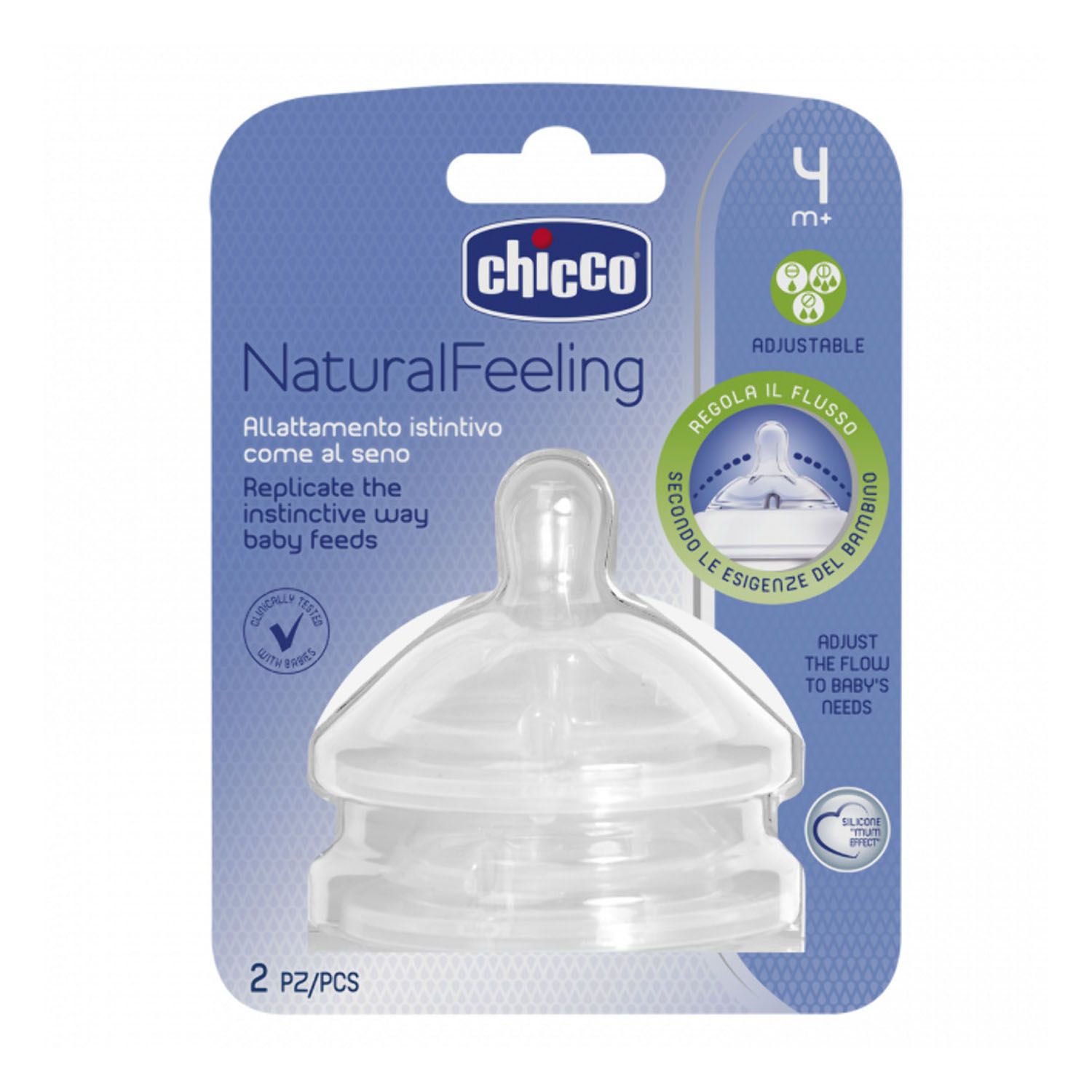 Chicco - NATURAL FEELING Teat 4m+ Adjustable Flow 2 pcs