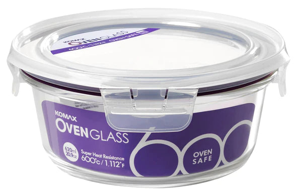 Komax - Oven Glass Round Food Storage Container, 620 ml