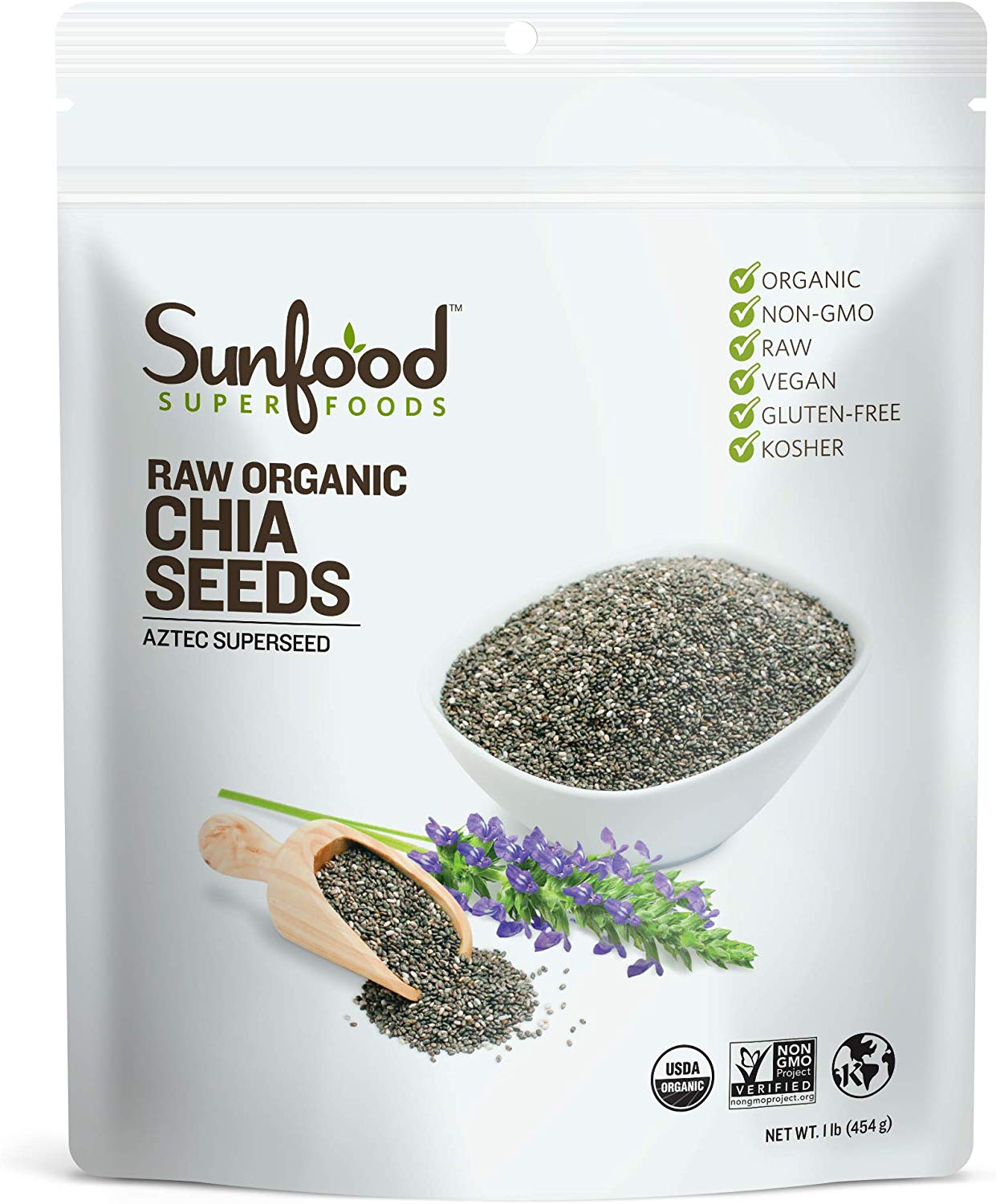 Organic Raw Org Chia Seeds 454g