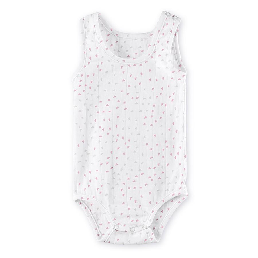 Aden + Anais - Muslin Tank Top Body Suite Pink/Grey Hearts