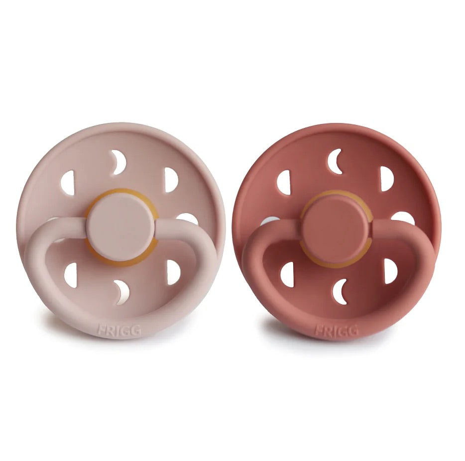 FRIGG - 2 PACK | Moon Latex Baby Pacifier - Size 1 |0-6m| - Blush | Powder Blush