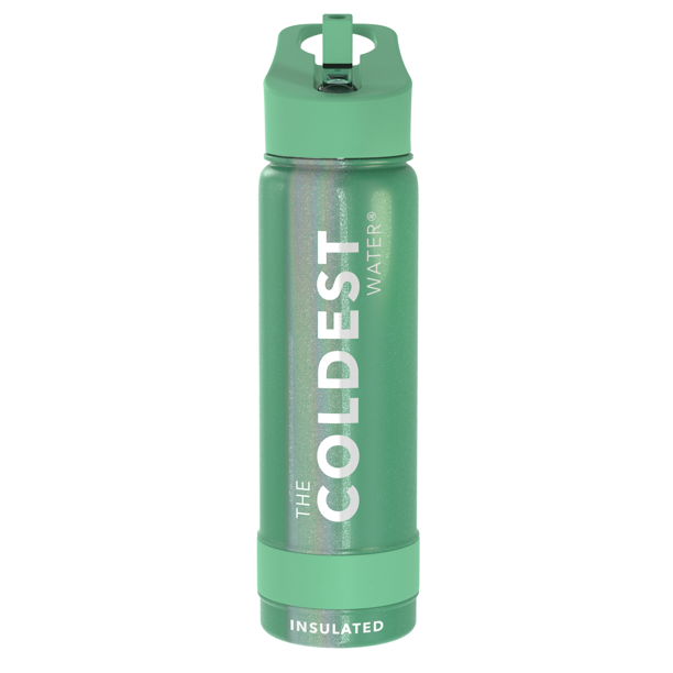 COLDEST -Straw Sports Bottle - 709ml - 24 OZ - Green Aurora Glitter