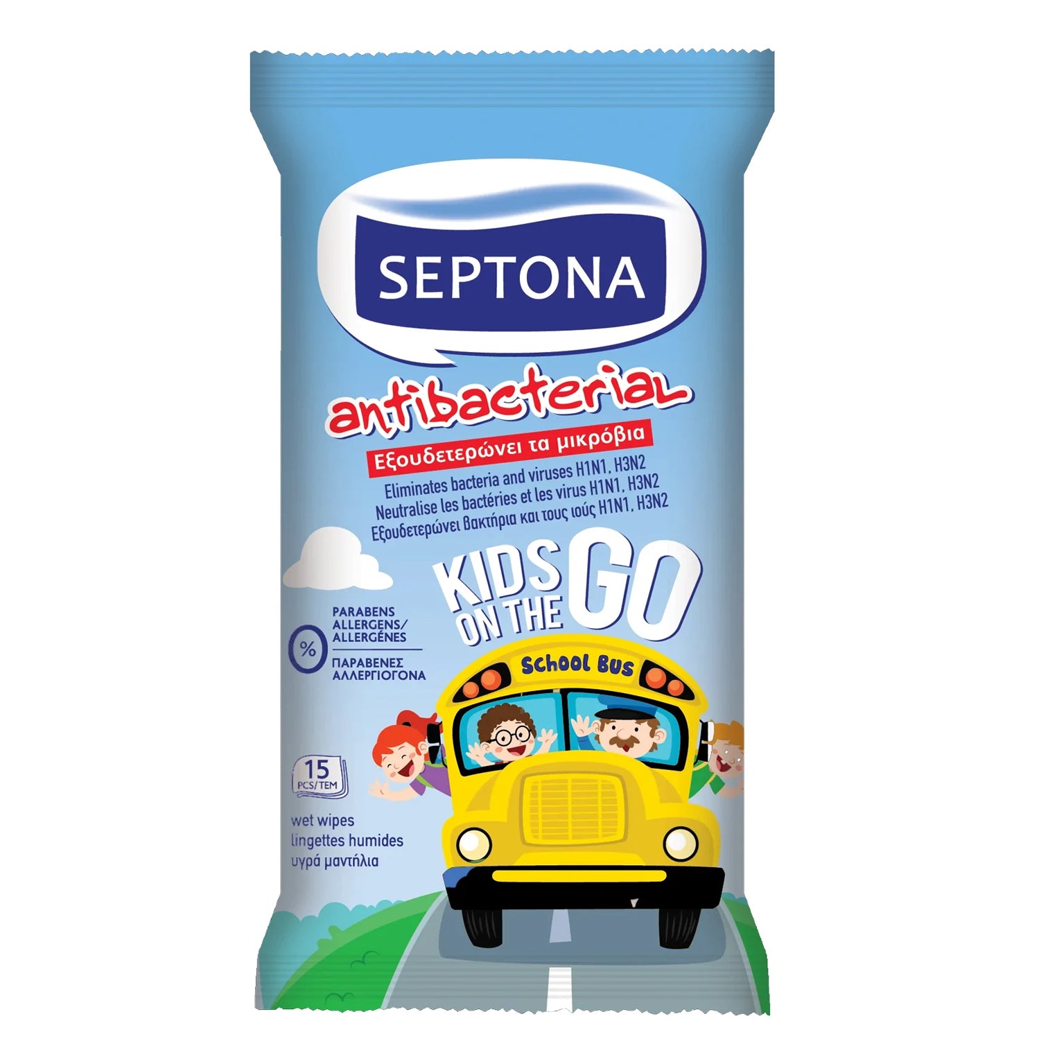 SEPTONA KIDS ON THE GO WIPES (15 REFRESHING wipes)