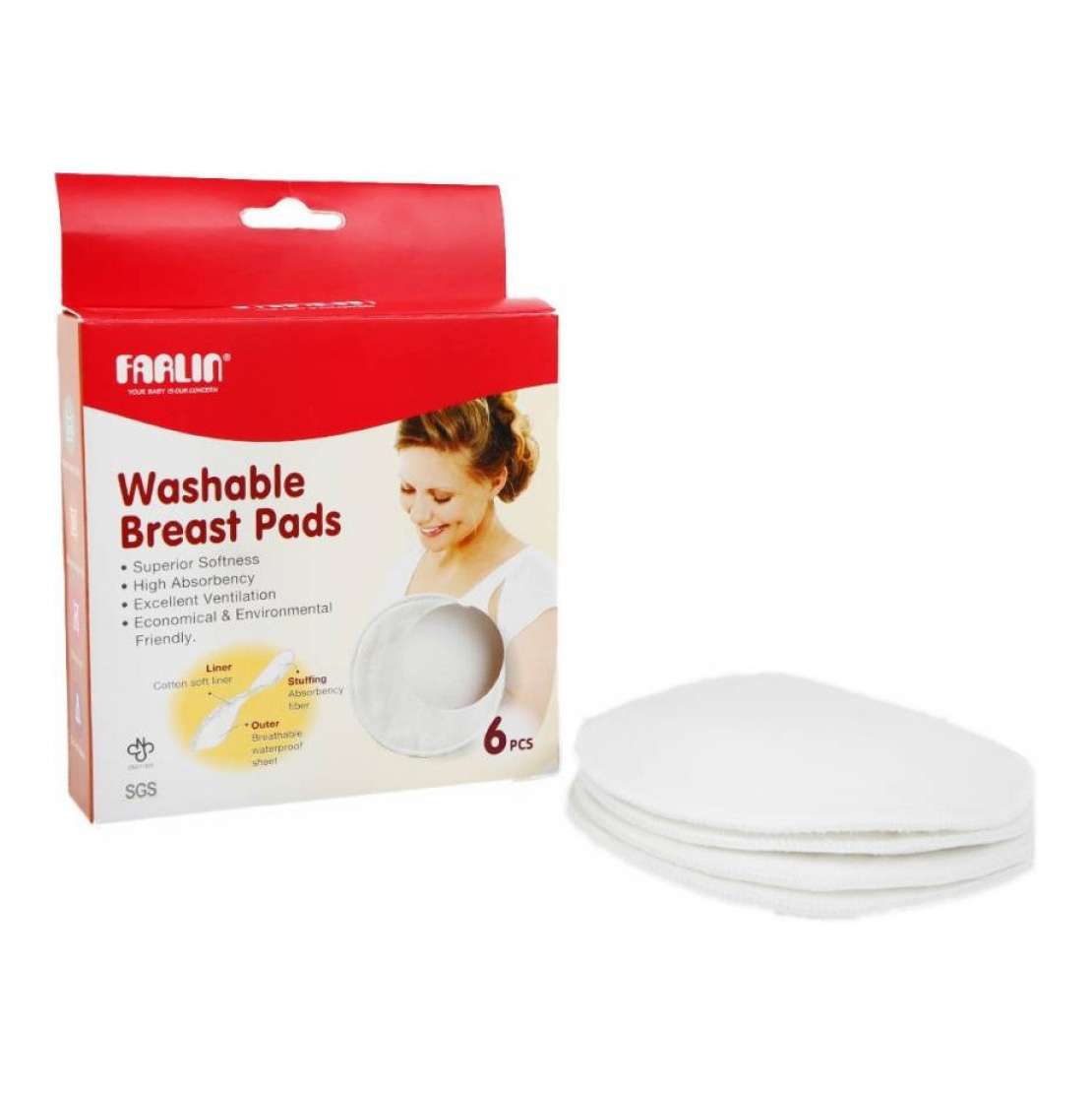 Farlin - Washable Breast Pads 6 pcs