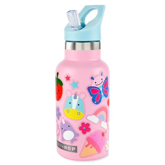 Skip Hop - Stainless Steel Canteen Bottle With Stickers | Pink