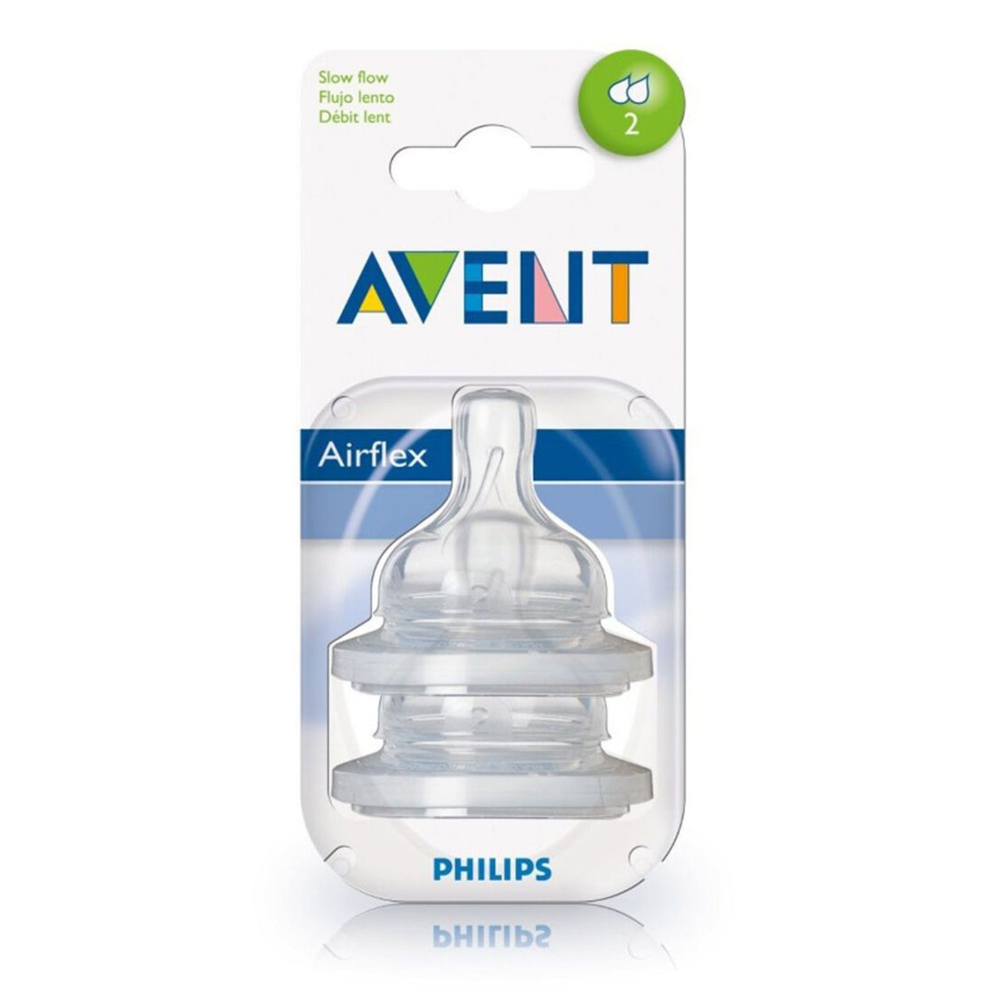 Philips Avent - Classic Nipple Teats | Slow Flow 1m+ | 2 Holes | 2 Pack