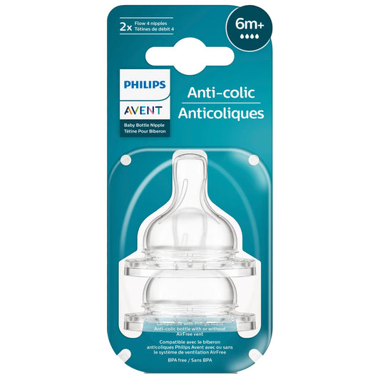 Philips Avent - Anti-Colic Nipple Teats Airflex | 6m+ | Flow 4 | 2 Pack