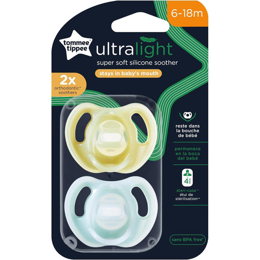 Tommee Tippee Baby Ultralight Silicone Pacifier For 6-18m X2