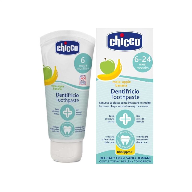 Chicco - Toothpaste Apple and Banana Flavor | With Fluoride | 6-24m