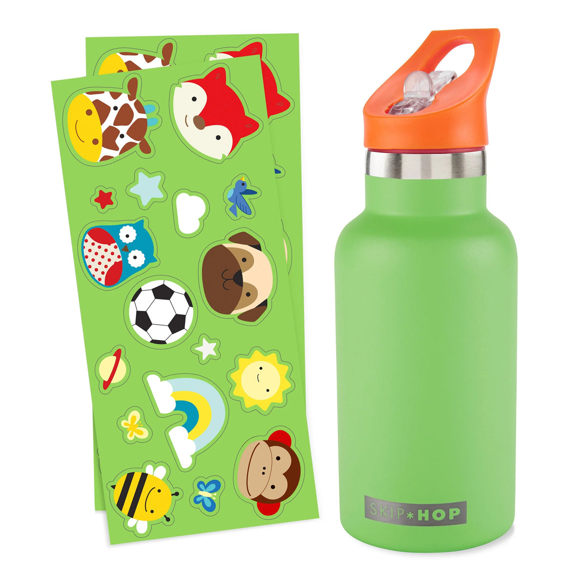 Skip Hop - Stainless Steel Canteen Bottle With Stickers | Green