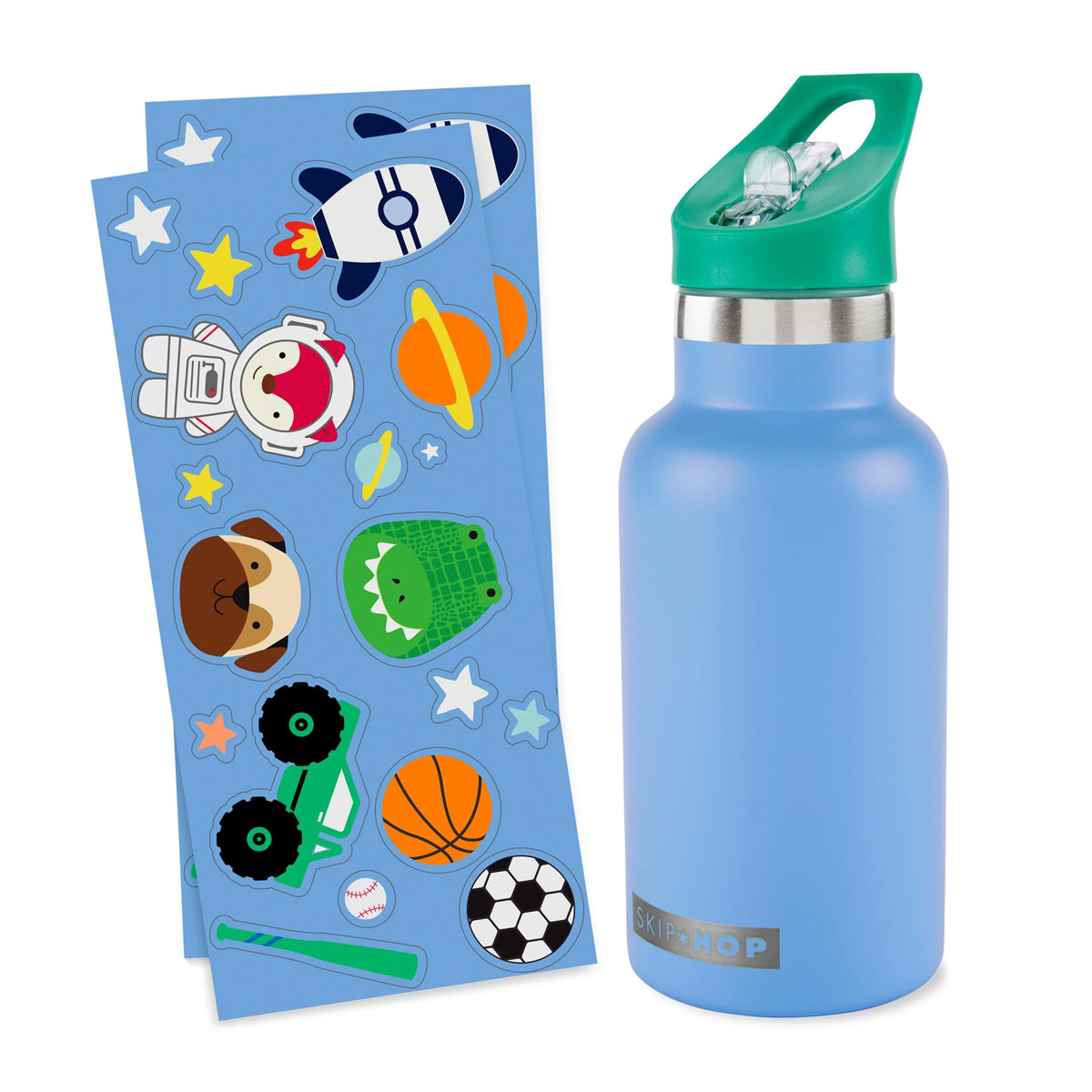 Skip Hop - Stainless Steel Canteen Bottle With Stickers | Blue