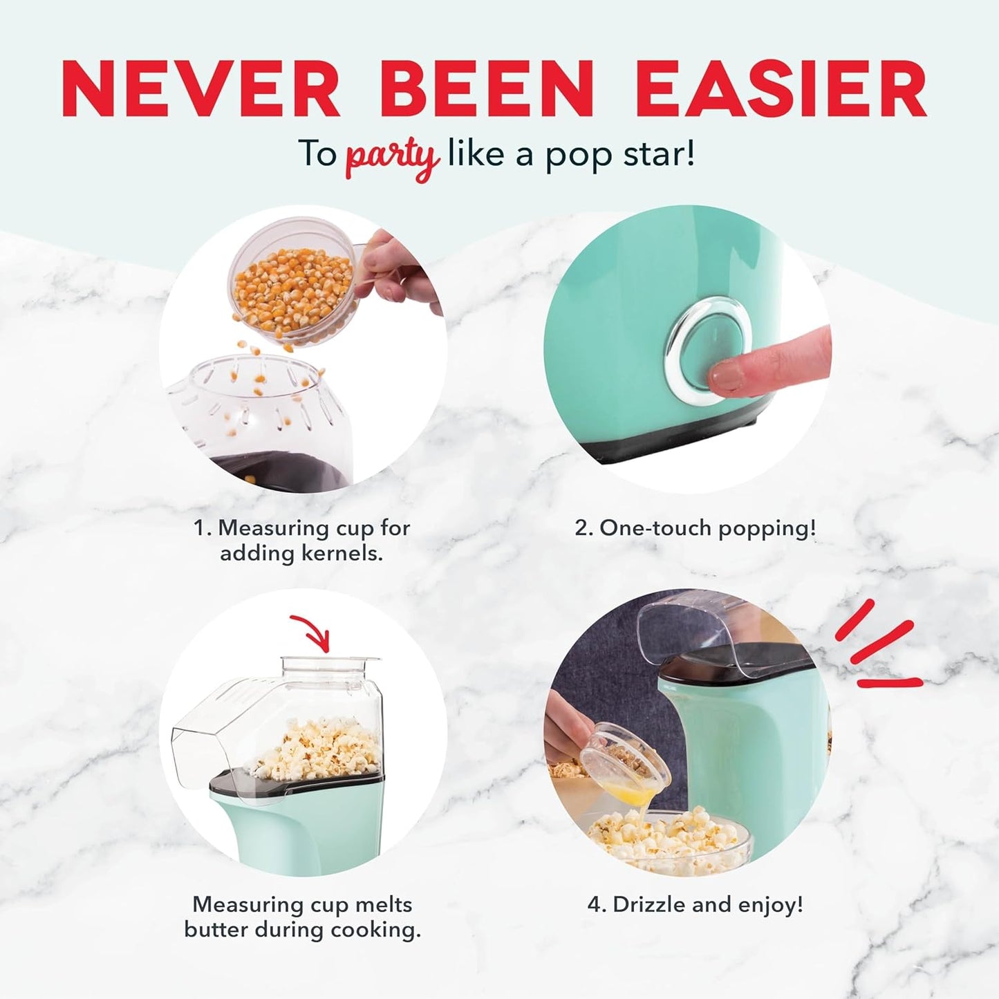 Dash - Hot Air Popcorn Popper | Aqua