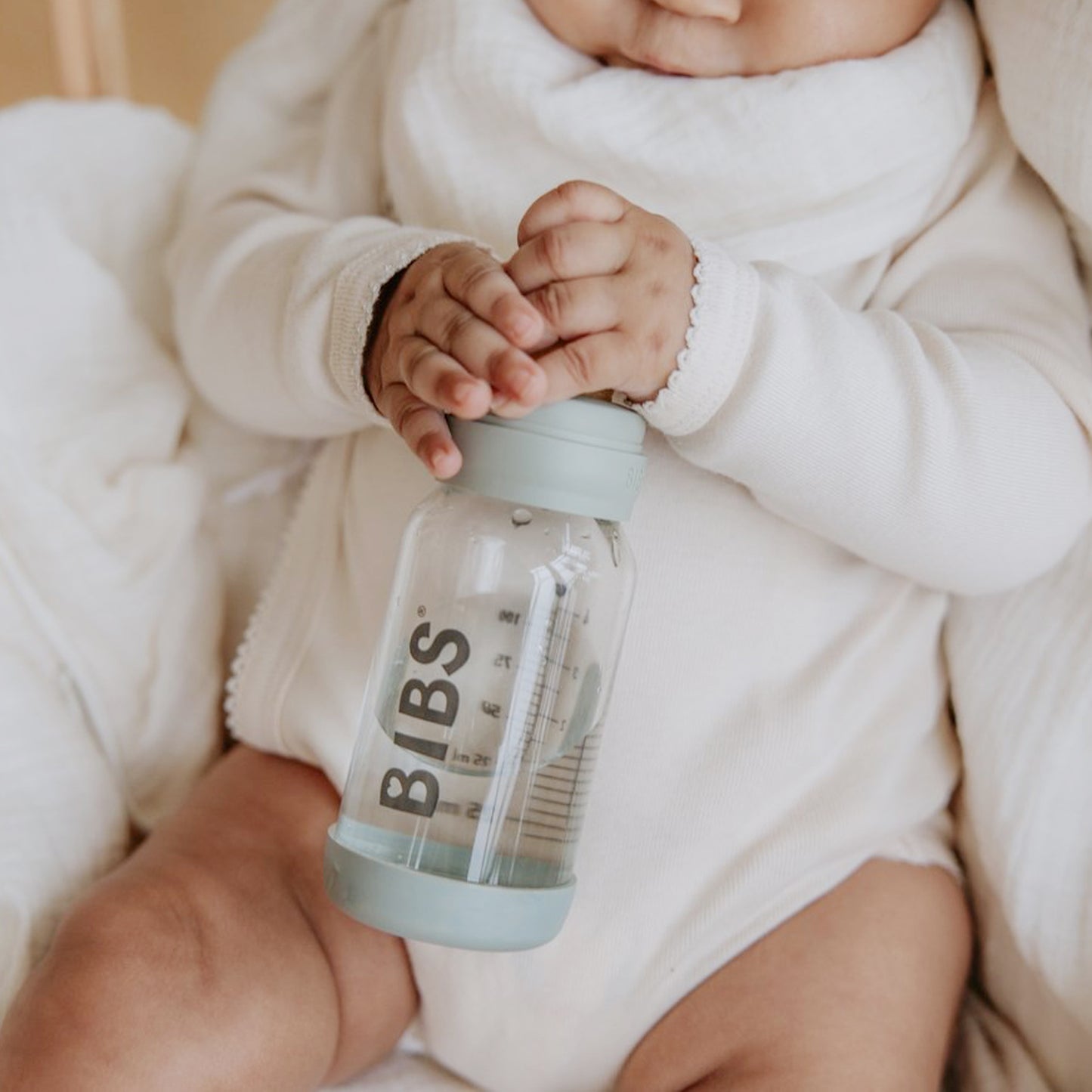 BIBS - Baby Glass Anti-Colic Bottle | 110ml | Baby Blue