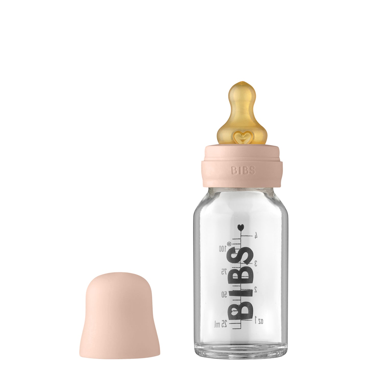 BIBS - Baby Glass Anti-Colic Bottle | 110ml | Blush