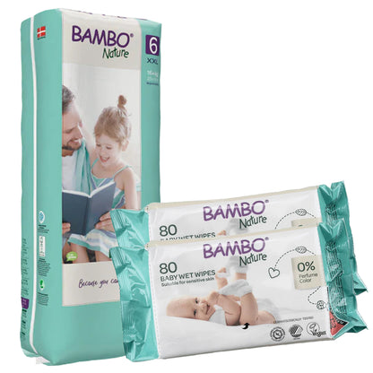 BAMBO Diapers Size 6 (16Kg+), 40 Count + 2 FREE WIPES