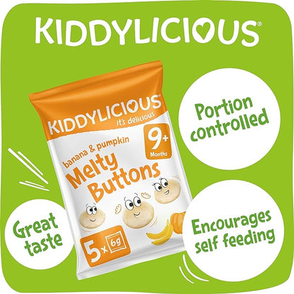 Kiddylicious - Banana & Pumpkin Melty Buttons - Multipack | 5 Pack