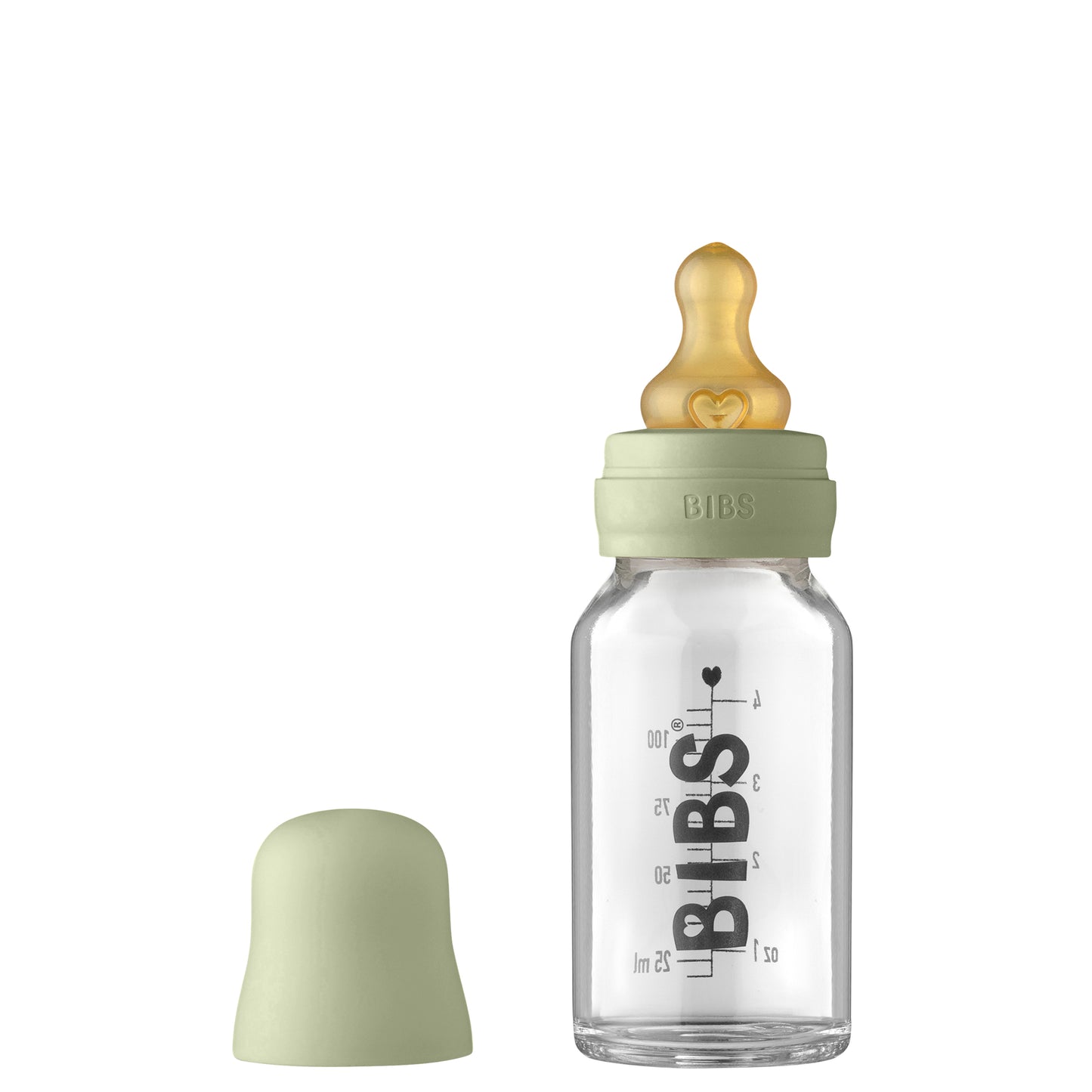 BIBS - Baby Glass Anti-Colic Bottle | 110ml | Sage