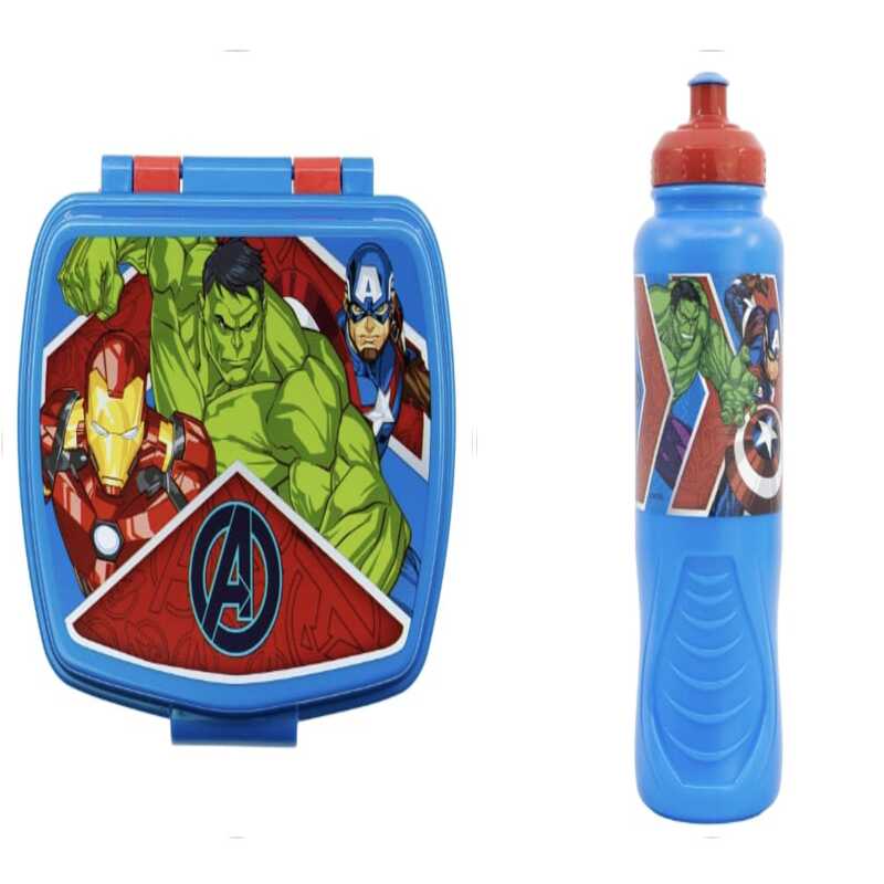 Stor - Avengers Package  Funny Sandwich Box And Sport Bottle 430ml