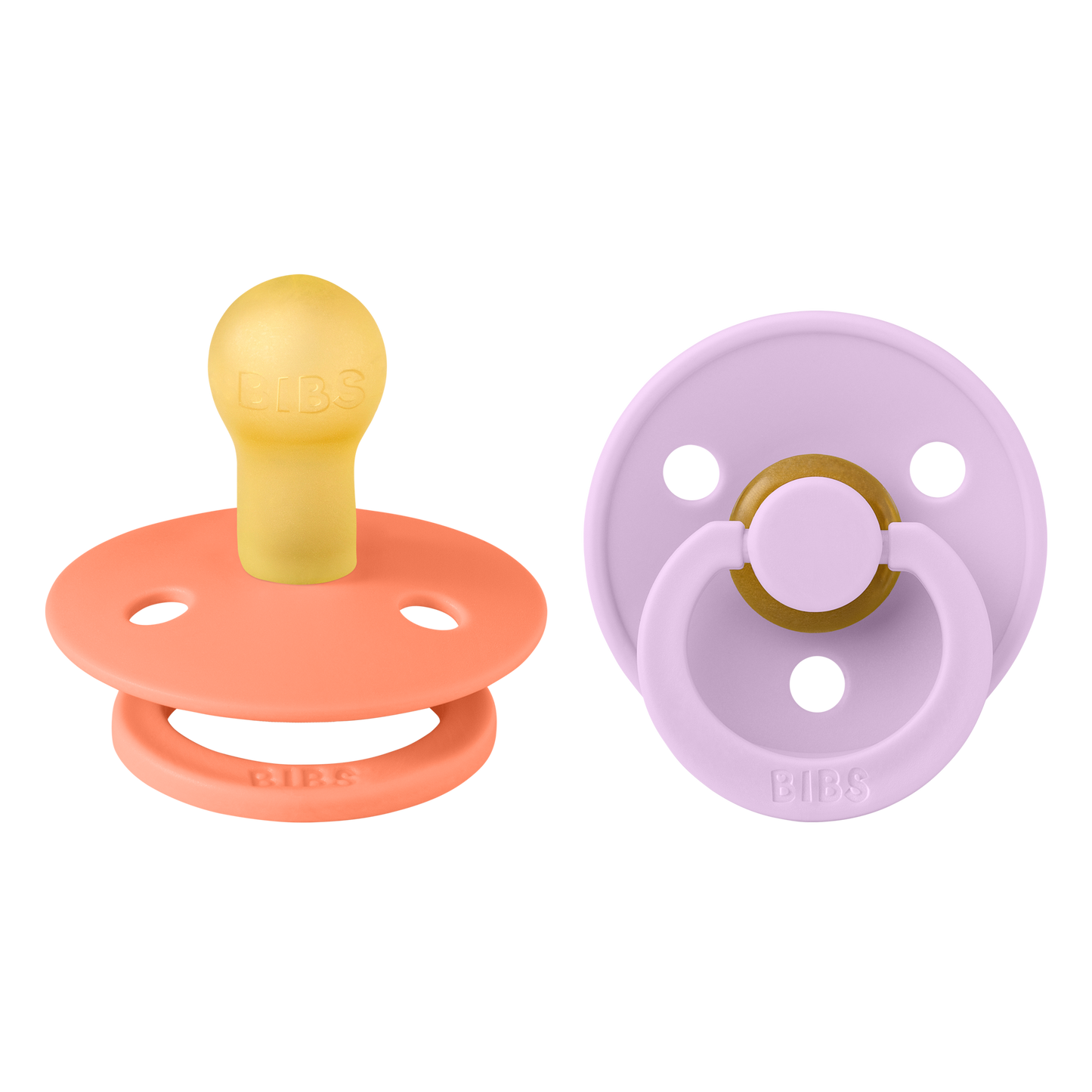 BIBS - Natural Latex Pacifier | Size 1 | 2 Pack | Papaya - Violet Sky