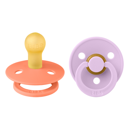 BIBS - Natural Latex Pacifier | Size 1 | 2 Pack | Papaya - Violet Sky