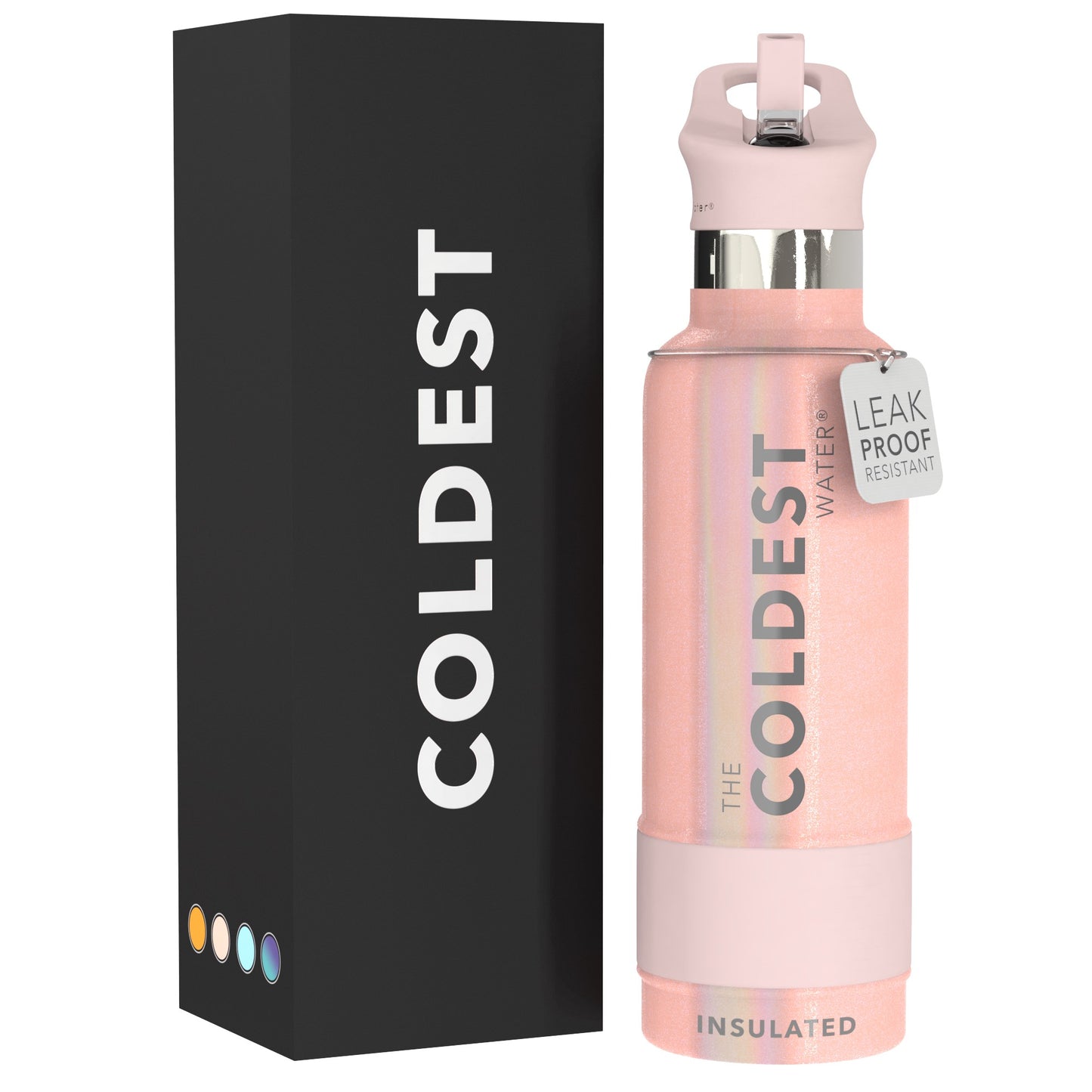 The Coldest Water - Straw Sports Bottle - 621ml - 21 OZ | Glitter Pink