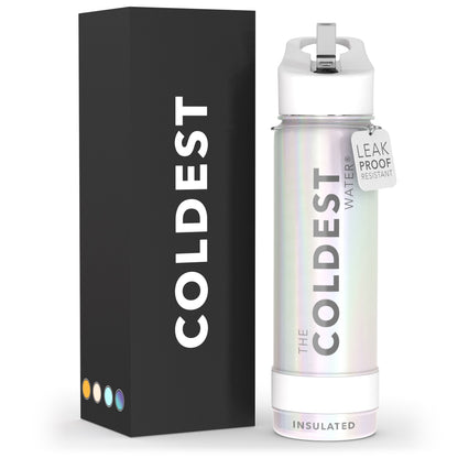 The Coldest Water - Straw Sports Bottle - 709ml - 24 OZ - Cosmic  Ice White