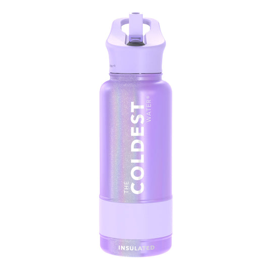 The Coldest Water - Straw Sports Bottle - 946ml - 32 OZ - Purple Glitter