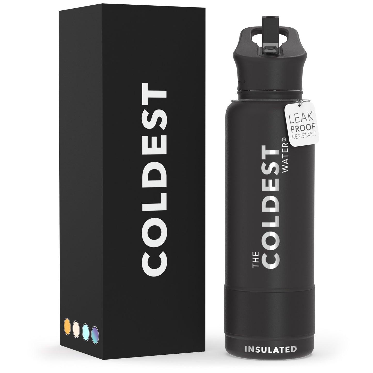 The Coldest Water - Straw Sports Bottle - 1182ml - 40 OZ - Stealth Black