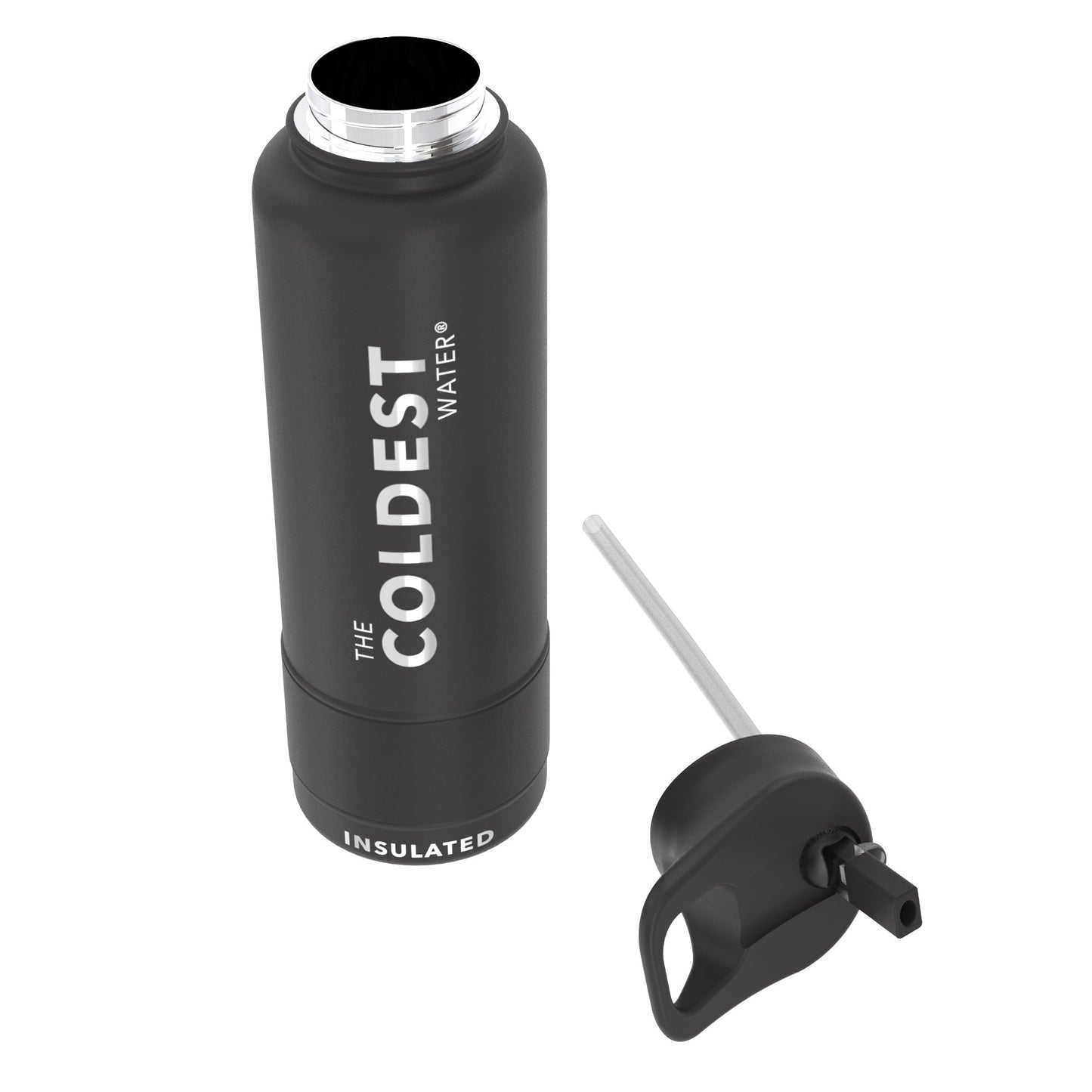 The Coldest Water - Straw Sports Bottle - 1182ml - 40 OZ - Stealth Black