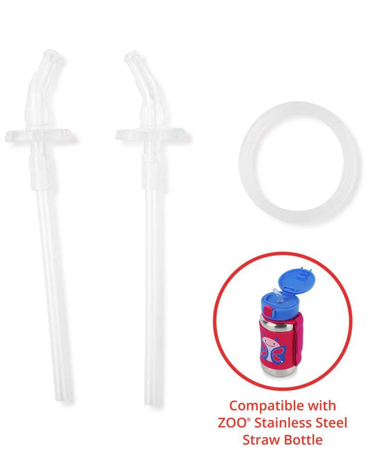 Skip Hop - Zoo Straw Bottle Extra Straws Stainless Steel Bottle | 2 Pack