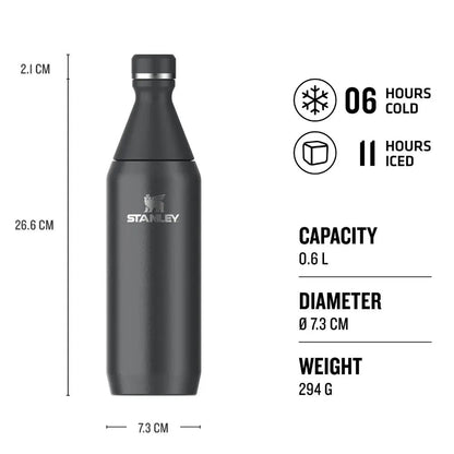 Stanley - The All Day Slim Bottle | Black Gloss | 600ml