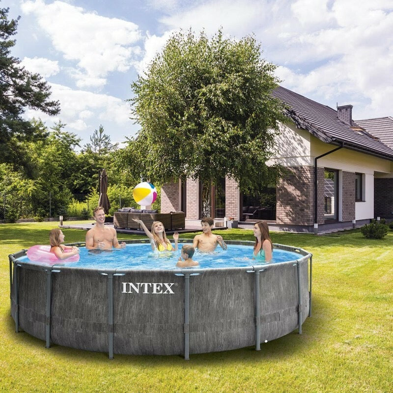 Intex -  Greywood Prism Frame Metal Round  Pool | 457cm | + Filter + Cover + Ladder Assembly Included