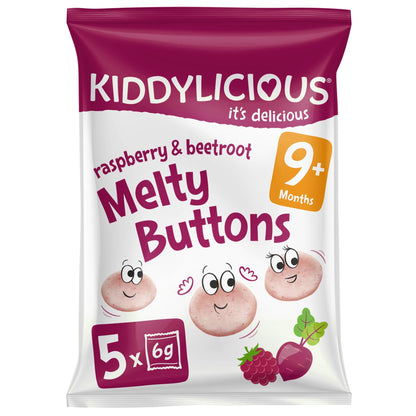 Kiddylicious - Raspberry & Beetroot Melty Buttons - Multipack | 5 Pack