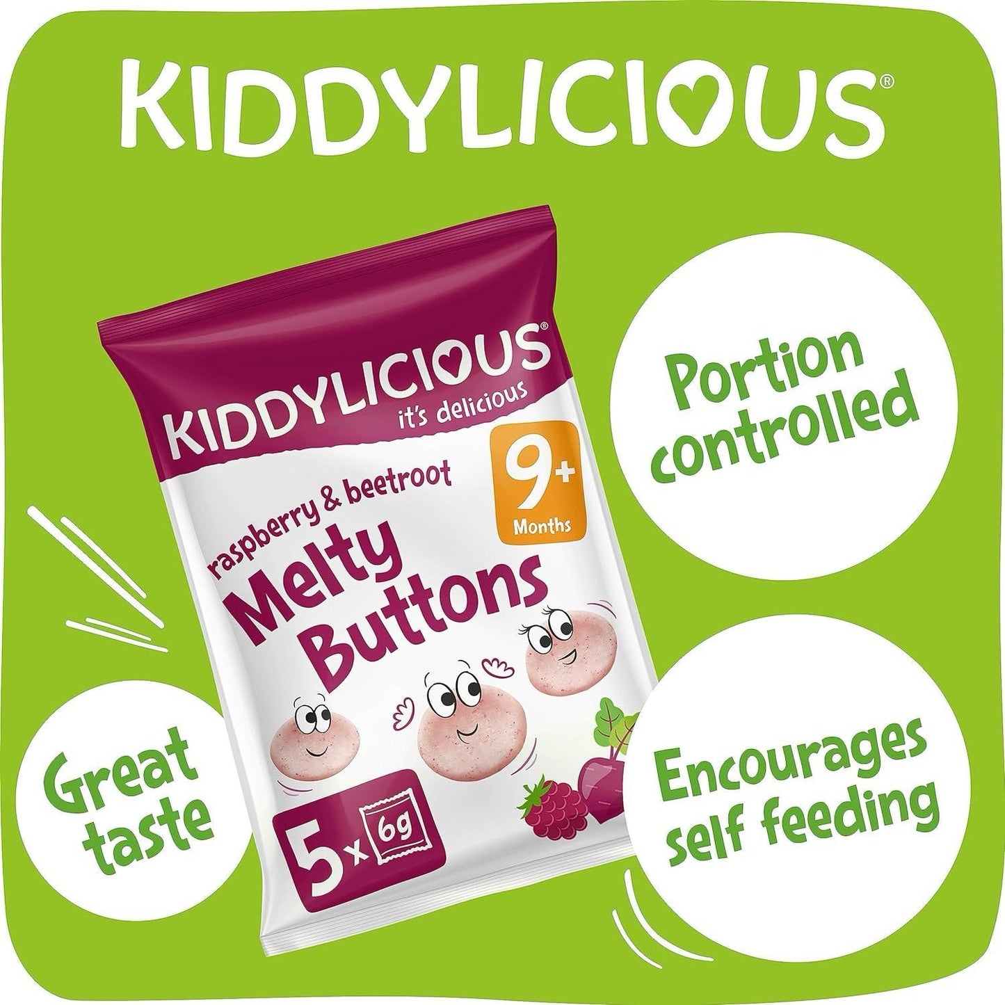 Kiddylicious - Raspberry & Beetroot Melty Buttons - Multipack | 5 Pack